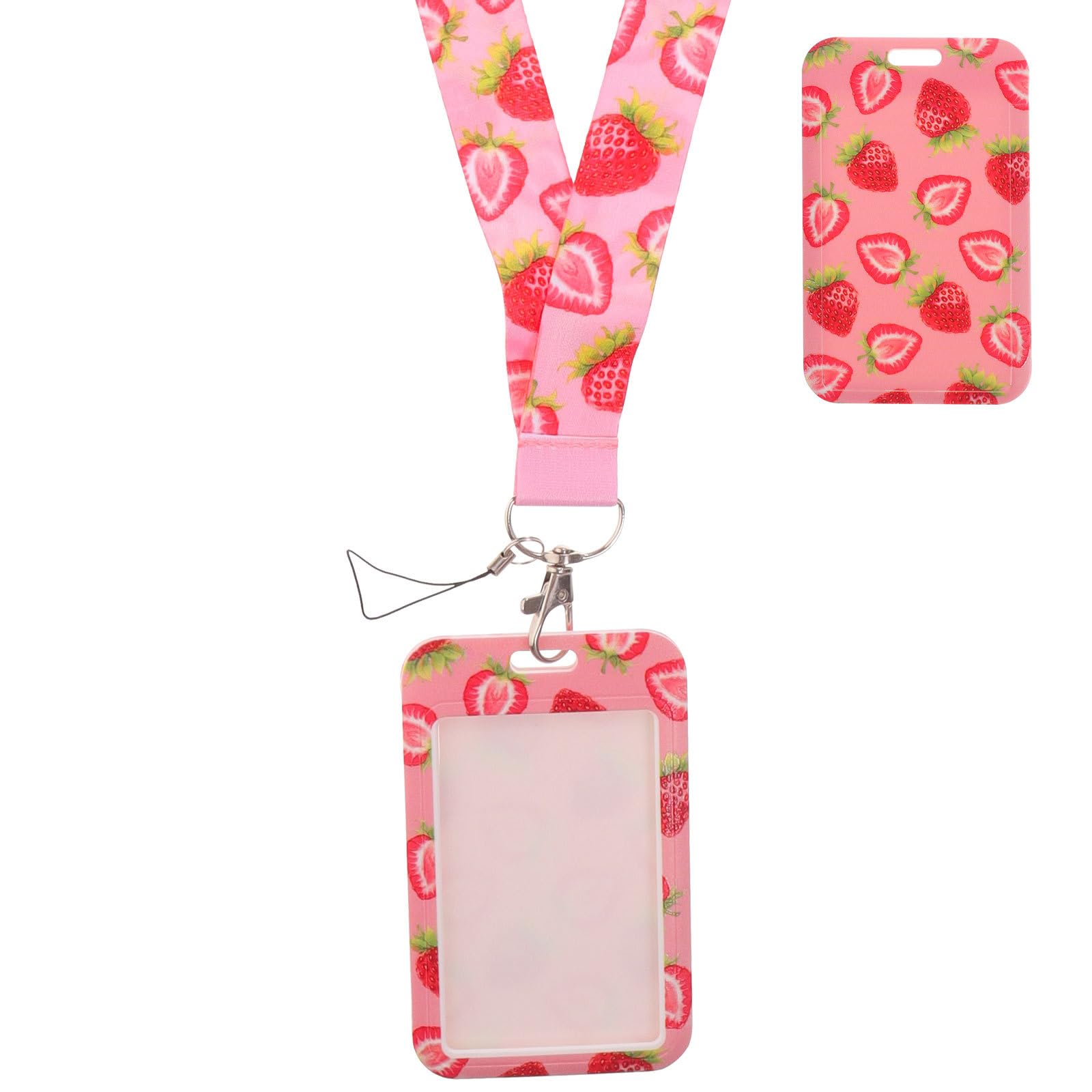 Operitacx Id Card Holder with Lanyard 4.33X2.76 Inch Fruit Pattern Badge Sleeve for Teacher Student Office Staff School Use