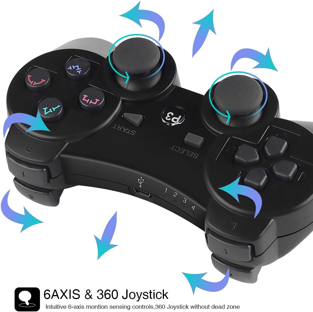 Kolopc 2 Packs Wireless Controller Gamepad Remote for PS3 Playstation 3 Double Shock - Bundled with USB Charge Cord (Clear Blue and Clear Green): Computers & Accessories