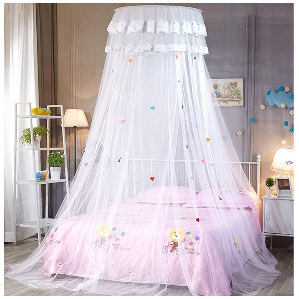 Bed Canopy for Girls Dome Princess Mosquito Net for Kids Playing Nursery Decor Full Coverage Fly Insect Protection(Height :2.7M) White
