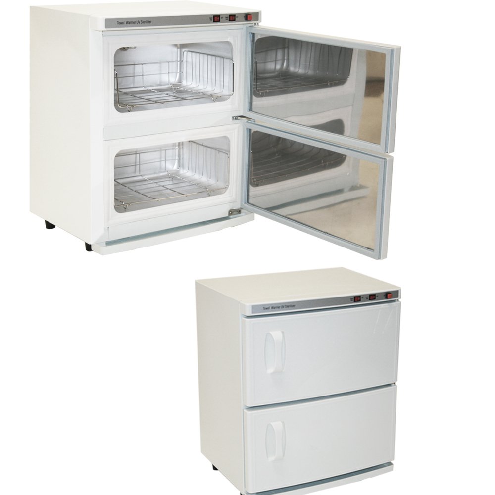 High Capacity Double-Decker Hot Towel Cabinet & Ultraviolet Sterilizer Salon Spa Beauty Equipment