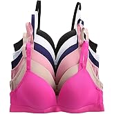 6 Pieces No Wire Full Cup Plain/Lace Light Padded Wire Free Bra A/B/C/D/DD