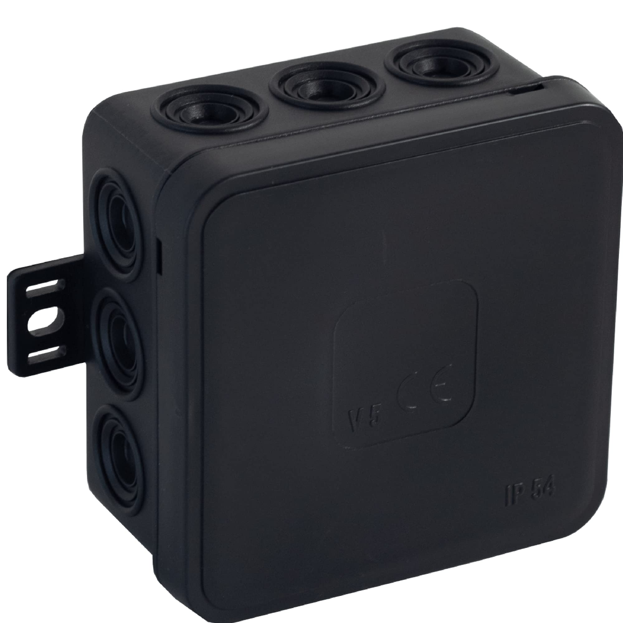 ORNO JB-13802 Junction Back Box Surface-Mounted IP54 12 Cable Entrances 75 x 75 x 41 mm 1 Piece (Black)