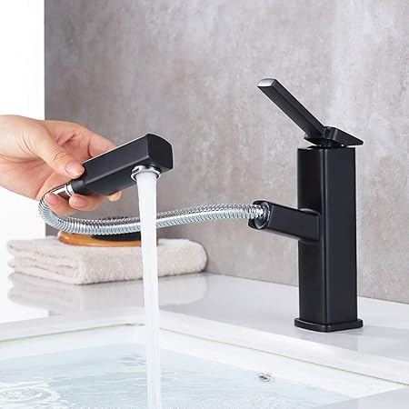 Kaiying Bathroom Sink Faucet With Pull Out Sprayer Single Handle