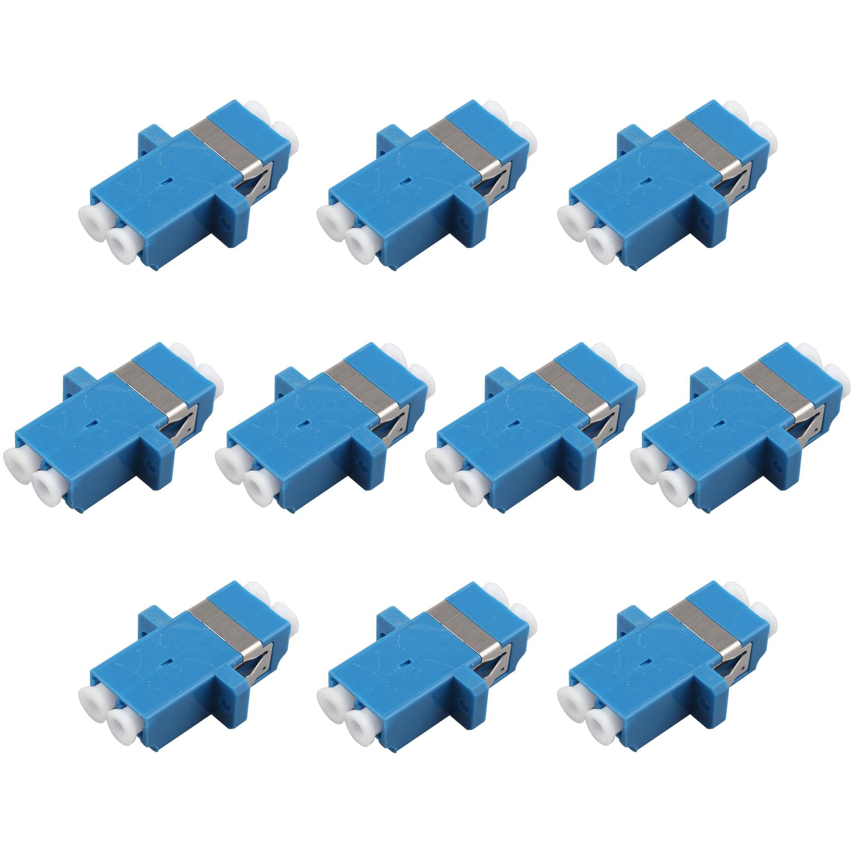 Jopto 10pcs LC to LC UPC Fiber Optic Coupler Singlemode/Multimode Duplex Flange Type Fiber Optical Cable Adapter LC to LC Female to Female Connector with Mount Panel for Server Rack Patch Panel