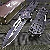 MTECH Tactical Dagger Spring Assisted Opening Rescue Pocket Knife (846BK)
