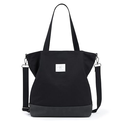 Huwzder Women's Large Canvas Tote Bag - Versatile Shoulder, Crossbody & Top Handle Work Bag