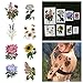 Tattify Colorful Flower Temporary Tattoo Pack - Potpourri (Complete Set of 16 Tattoos - 2 of each Style) - Individual Styles Available