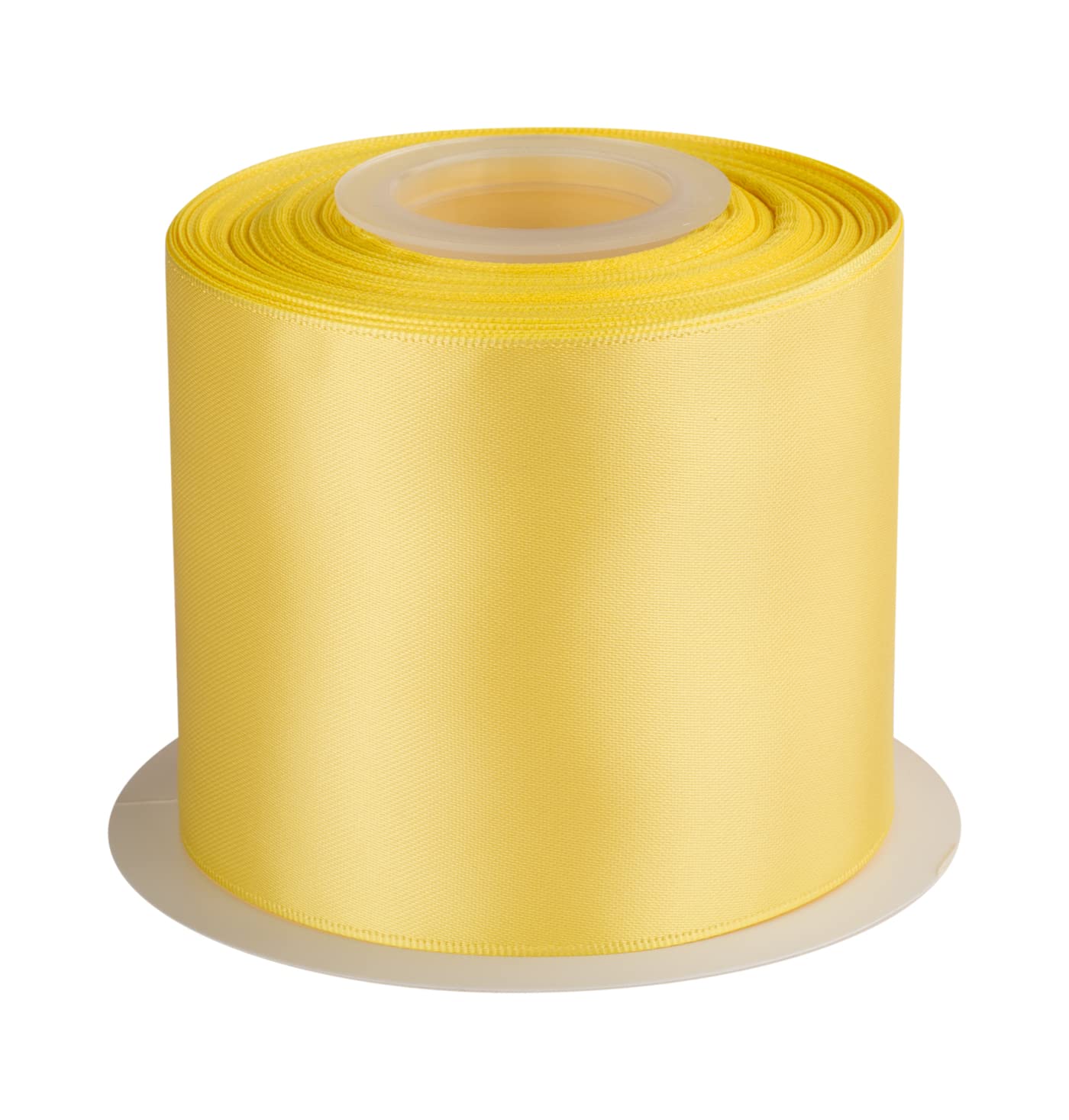 Double Faced Satin Ribbon, 75mm X 22M, Solid Polyester Craft Ribbon, Perfect for Gift Wrapping, Crafts, Wedding Party Ceremony Decoration, Floral Arrangement, Sewing (Lemon) — image 1