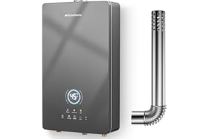 BreeRainz Propane Tankless Water Heater,Indoor Up tp 16L/Min,105,750 BTU Hot On Demand Water Heater W/Vent Pipe, 5 Preset Mod