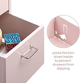 HollyHOME 5 Drawers Mobile Filing Cabinet Metal with Wheels Light Pink view 5