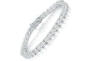 TIKJE 925 Sterling Silver 2-7mm Cubic Zirconia Classic Tennis Bracelet | White Gold Bracelets for Women | Size 6-8.5 inches