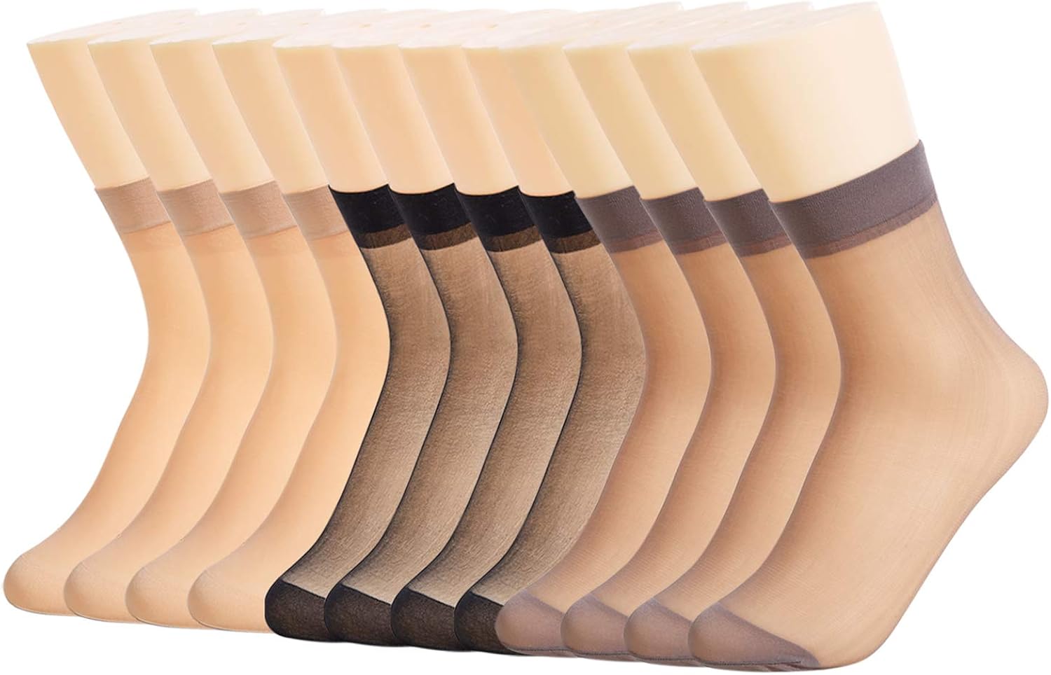 Azeho 12 Pairs Women's Silk Stockings Nylon Ankle High Tights Hosiery