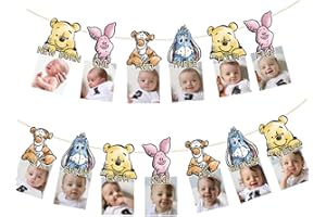 CORODER Winnie Party Banner For 1st Birthday Decoration,First Birthday Baby Photo Banner Party Decoration Party Supplies