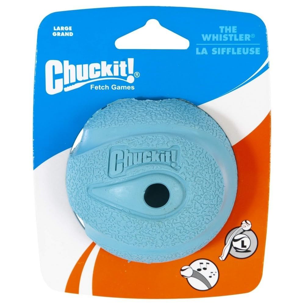 Chuckit! The Whistler Ball – Durable Rubber Interactive Dog Toy with Whistle Noise, Compatible with Launcher, Large, 7.3 cm (Pack of 1)