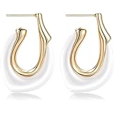 Acrylic Gold Hoop Earrings Chunky Huggie Statement Vintage Earrings Cute Resin Drop Earring Trendy Jewelry Gifts for Women