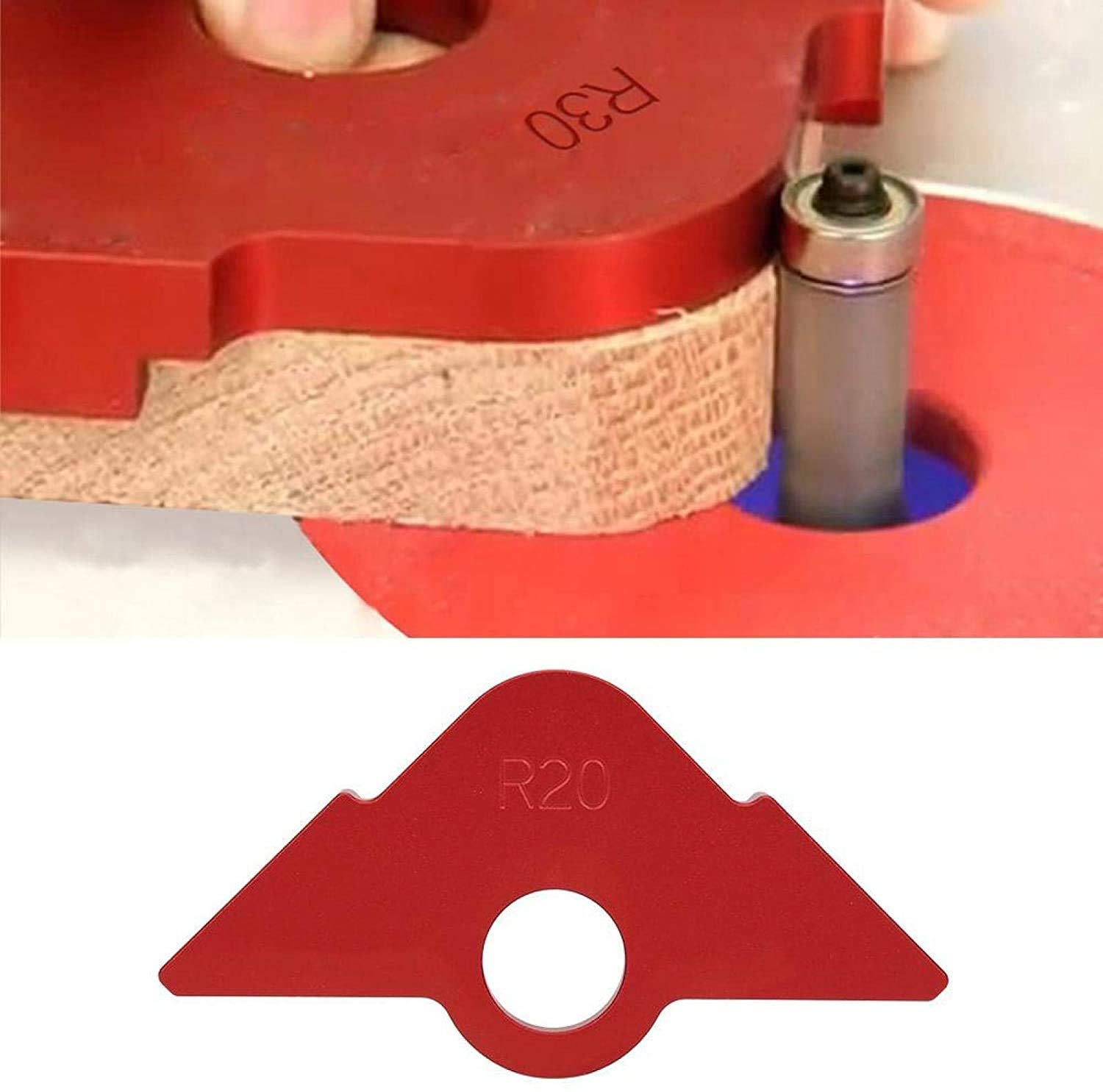 Sturdy Aluminum Alloy Rust Resistant Round Corner Template, Corrosion Resistant Woodworking Tool for Woodworking Routing Trimming(Triangle arc Template R20)