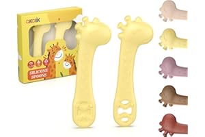 akolik Baby Spoons Self Feeding, Newborn Led Weaning Supplies Toddler Spoons, Silicone Baby Chew Essentials,Infant Puree Maker Utensils Spoons for 4 6 9 12 Months Old Boys Girls Gifts