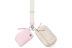 POIUGOYA Nylon Wristlet Wallets, Dual Pouch Keychain Wristlet Wallet, RFID Small Wallet With Coin Pouch,ID Window For Travel