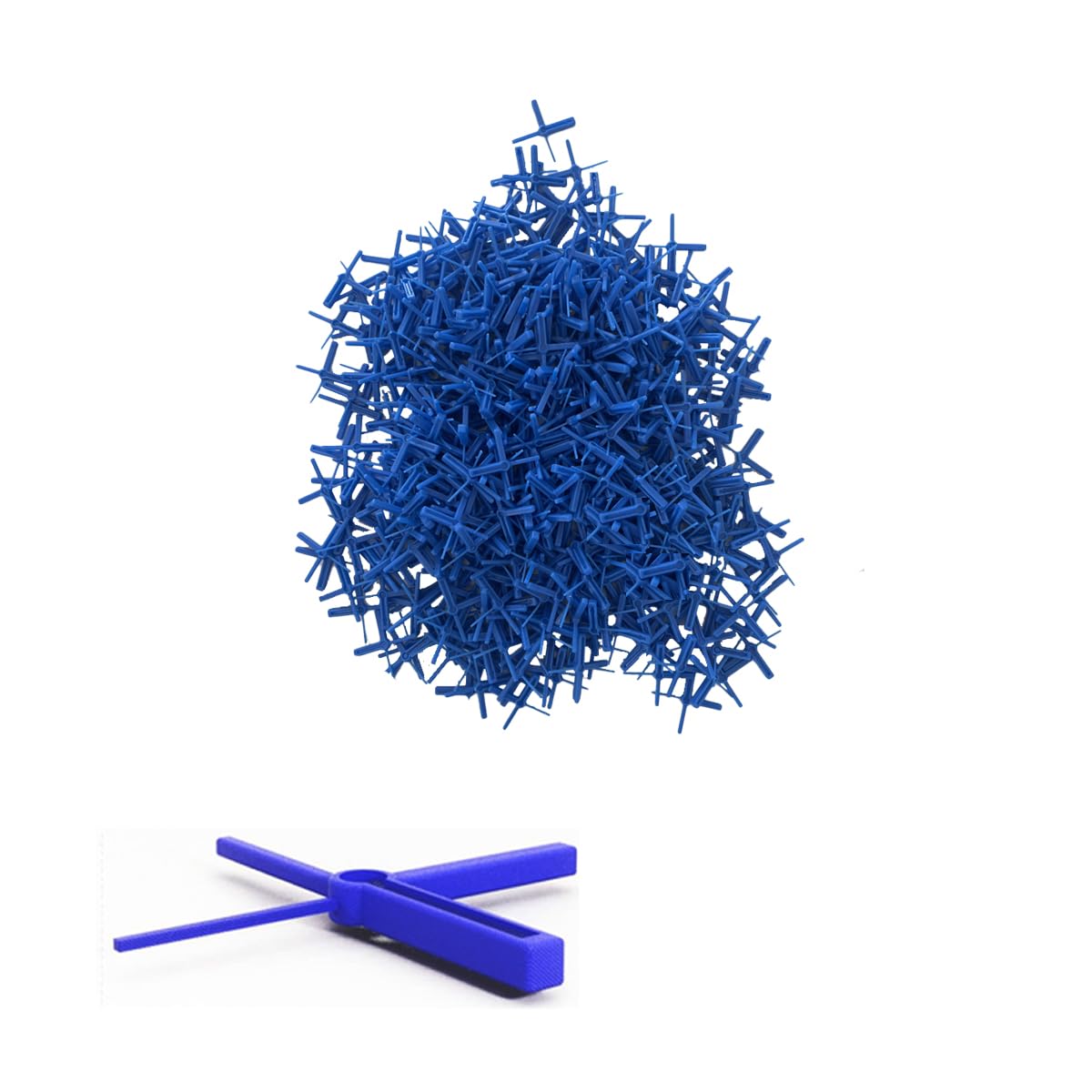 Tiled Up 1000pcs Tile Spacers - 4 in 1 Sized Tile Leveling System - 1mm, 2mm, 3mm, 4mm - Cross Shaped Tiling Tool for Spacing of Floors & Wall Tiles - Blue Tile Level Tool