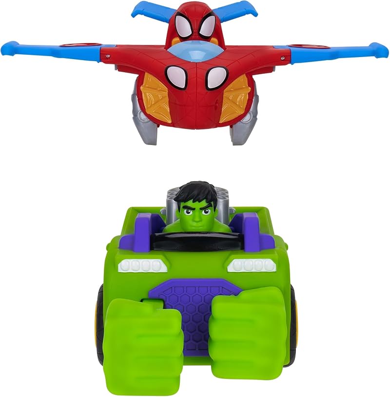 Jazwares MARVEL Team Up Tank Hulk Smash Tank Spidey Glider 6 and 4 inch