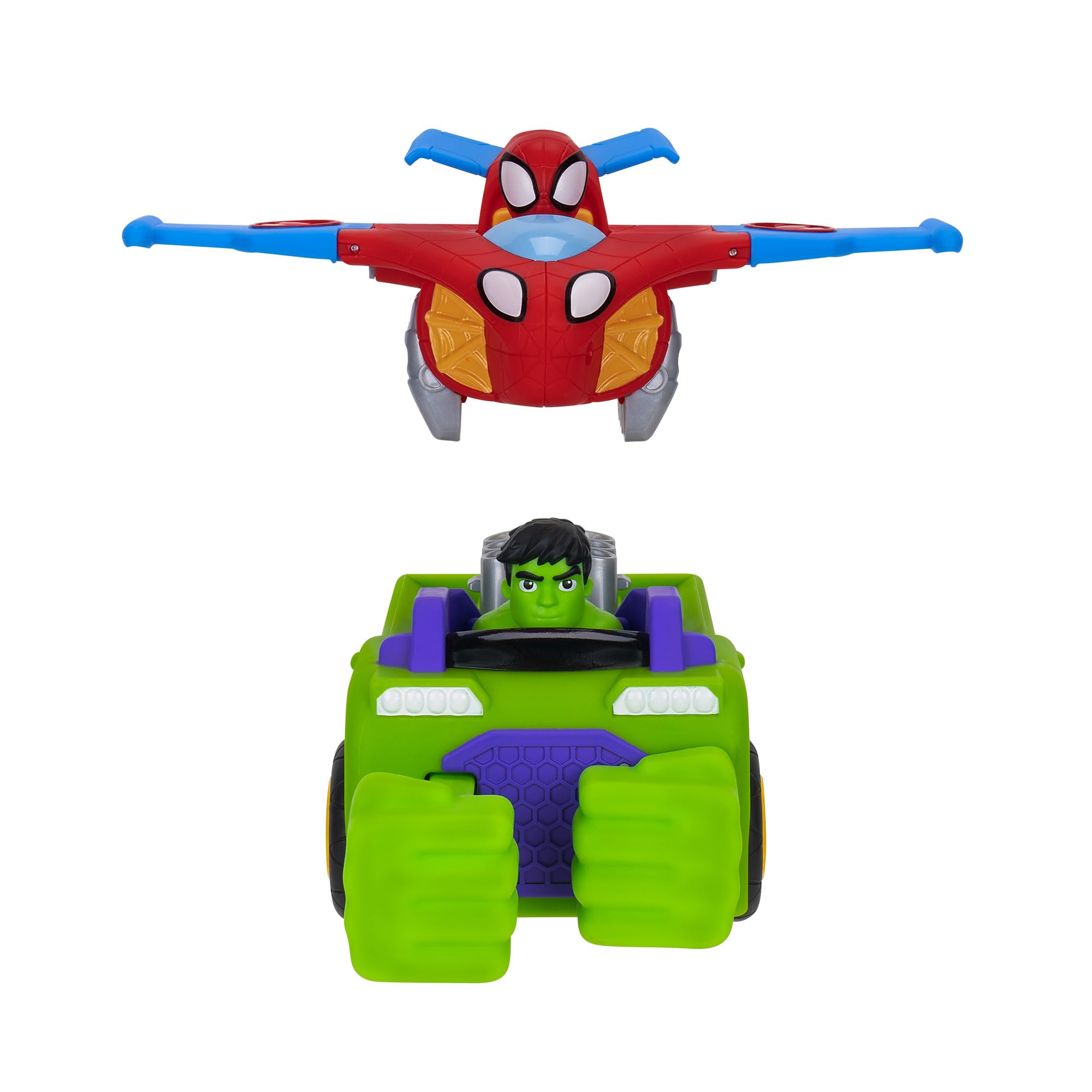 MARVEL Spidey and His Amazing Friends Team Up Tank - Combining 6-Inch Hulk Smash Tank and 4-Inch Spidey Glider Jet