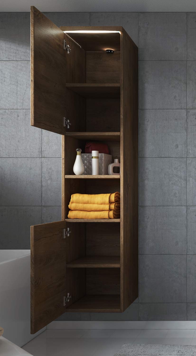 bathroom furniture cabinets on Cabinets Storage Cabinet Paso 160cm Height Lefkas Badplaats B V Storage Cabinet Tall Cupboard Bathroom Furniture Brown Wall Cabinets