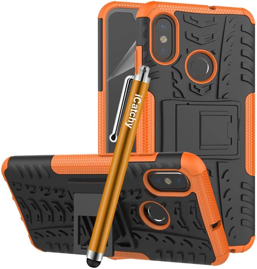 iCatchy For Xiaomi Mi 8 Phone Case, Heavy Duty Tough Rugged Shockproof Hybrid Kickstand Hard Case Cover Compatible for Xiaomi Mi 8 (Orange)