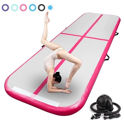 FBSPORT 4 inches Thickness airtrack, 13.12ft Tumble Track air mat for Gymnastics Training/Home Use/Cheerleading/Yoga/Water with Electric Pump