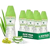 Aloe vera juice (Grape flavored) with bigger chunks of pure aloe pulp (6 Packs) Plant based juice great for hydration and contains large aloe pulp. It is healthy for adults and kids
