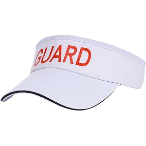 Marrywindix 1 Pcs Lifeguard Visor Hat Sport Wear Athletic Visor Uniform Pool Sun Beach Rescue Guard Brim Cap for Women Men