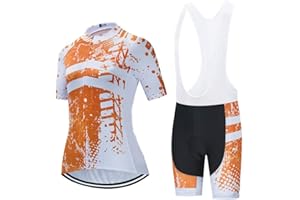 SUDU SUDO Women's Cycling Clothing Set Road Bike Shirts Short Sleeve Breathable Cycling Jersey with Gel Padded Bib Shorts