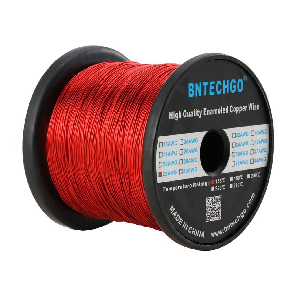 BNTECHGO 22 AWG Magnet Wire - Enameled Copper Wire - Enameled Magnet Winding Wire - 3.0 lb - 0.0256" Diameter 1 Spool Coil Red Temperature Rating 155℃ Widely Used for Transformers Inductors