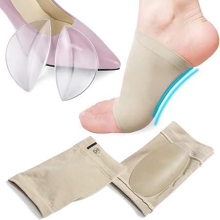 Amazon Kalevel 4点セット 偏平足 アーチサポーター つま先なし 靴下と衝撃吸収土踏まずパッド シリコン足裏保護パッド 足底筋膜炎対策 浮き指 扁平足 矯正用土踏まずサポートソックス 足底痛み 疲れ 軽減 Kalevel 足用