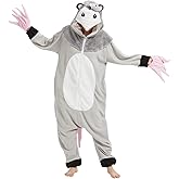 AMAMHAHAVA Cute Opossum Onesie Pajamas Adult Halloween Cosplay Christmas Novelty Nightwear Carnival Costume