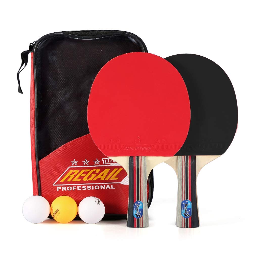 Dilwe Table Tennis Set, Pong Set Includes 2 Paddles 3 Pong Balls and Carrying Case for Table Tennis