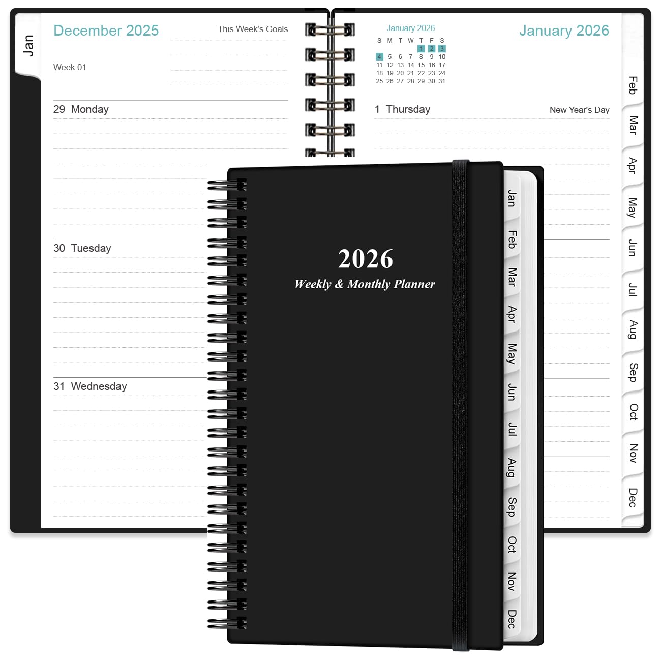2024-2025 Pocket Planner/Calendar - A6 Weekly Monthly Planner, July 2024 - June 2025, 3.75" x 6.75" with Flexible Cover, Tabs, Strong Twin-Wire Binding, Inner Pocket, Black โ image 1