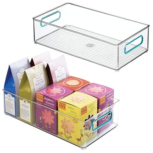 mDesign Juego de 2 cajas organizadoras con asas – Organizador de ...