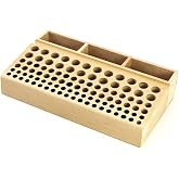 QWORK Leather Working Tool Holder, 98 Holes Wooden Leathercraft Tool Rack Stand Organizer with 3 Slots, Making Punch Tools Storage