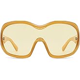 TYA Oversized Trendy Wrap Around Sunglasses for Women Men - Cool Concert shades 2000s Retro Round Big Shield Glasses