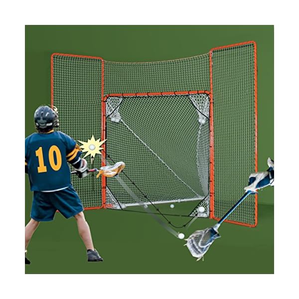 EZGoal Lacrosse Folding Goal with Backstop and Targets, Orange, 6' x 6
