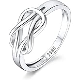 Suplight 925 Sterling Silver Ring Simple Infinity Knot Wedding Band Rings Love Knot Promise Ring for Women Size 4-12(with Gift Box)