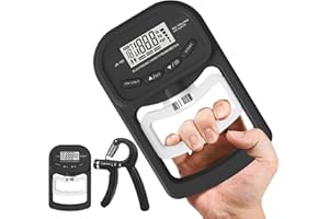 AQEENURA LCD Hand Grip Strength Tester Max to 396lbs/180kg with Grip Strength Trainer Gauge Dynamometer for Sport Home School Use