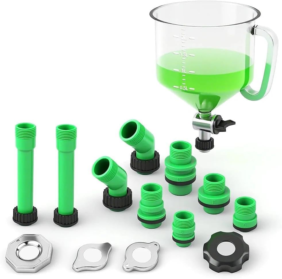 SWANLAKE No-Spill Coolant Funnel Kit Universal 15Pcs Adapters