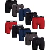IZOD Mens Boxer Briefs - 10 Pack Stretch Performance Mens Underwear Boxers with Functional Fly Pouch, 6" Inseam (Size: S-XXL)