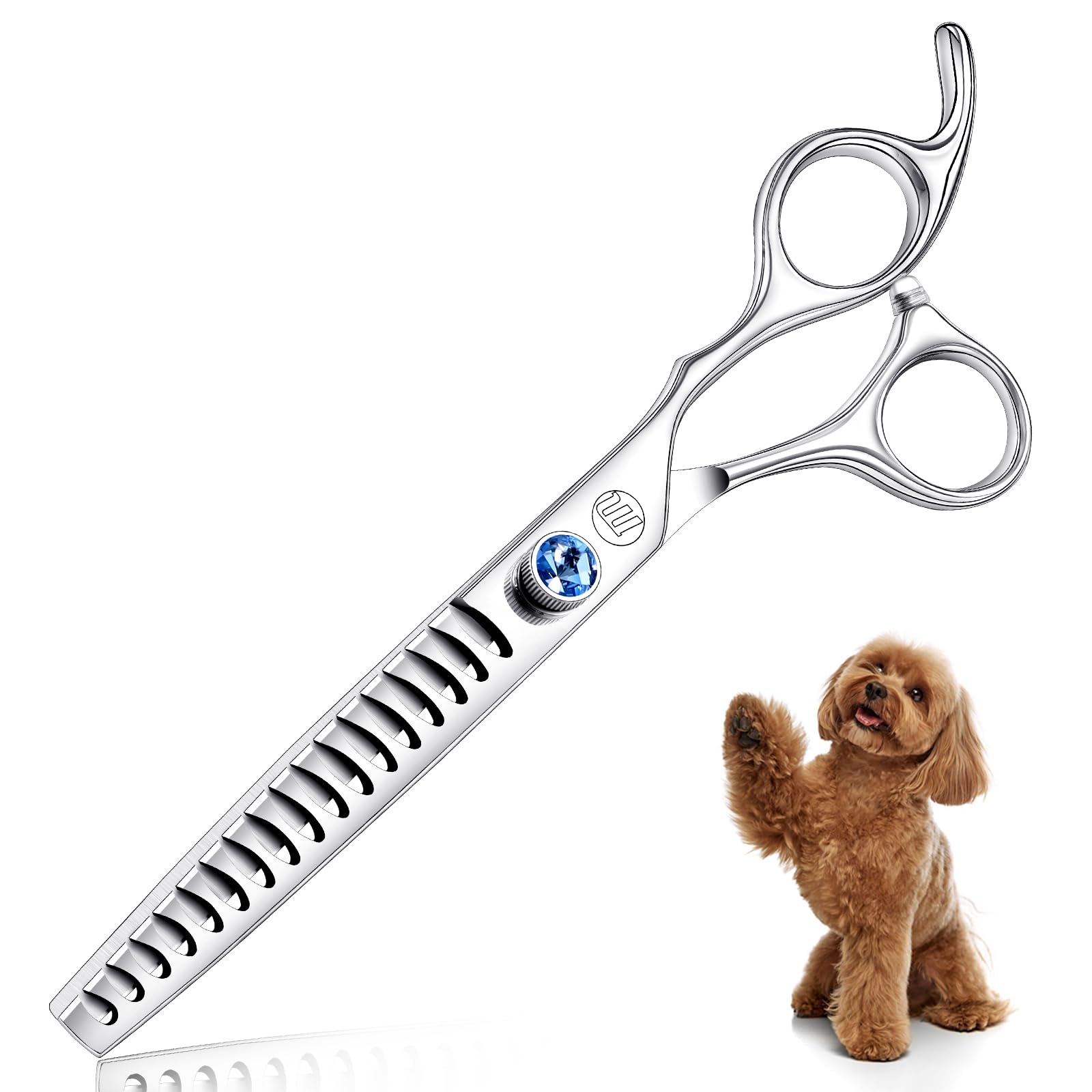 Moontay Dog Grooming Straight, Curved, Thinning/Blending/Chunking Scissors Kit, JP-440C Stainless Steel Pet Cat Hair Cutting/Trimming Shears