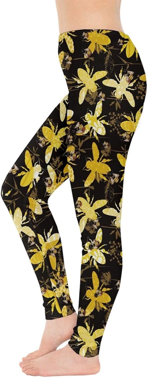 CowCow Womens Bee Butterflies Butterfly Honeycombs Insect Ladybugs Beetles Leggings, XS-5XL: Clothing