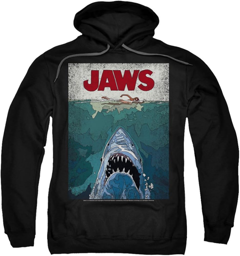 Jaws Classic Shark Thriller Film Line Graphic Poster Adult Pull-Over Hoodie