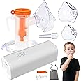 Portable Nebulizer Spacer for Adults& Kids, Compressor Mesh Machine for Breathing Treatment with Mouthpiece & 2Masks, for Home, Car, Travel