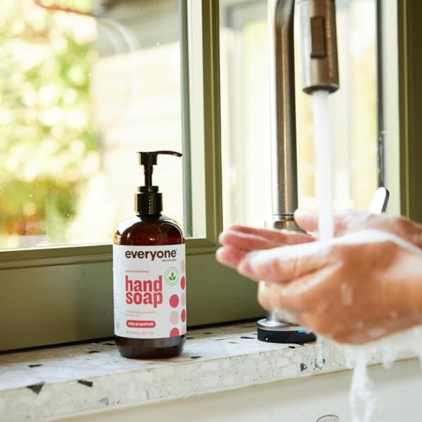 EVERYONE LIQUID HAND SOAP, 12.75 OUNCE (PACK OF 1), RUBY GRAPEFRUIT, PLANT-BASED CLEANSER WITH PURE ESSENTIAL OILS