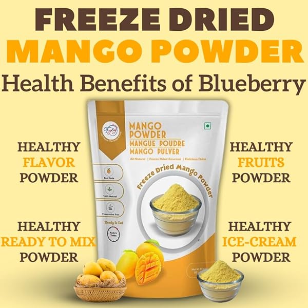 FZYEZY HEALTHY PREMIUM FREEZE DRIED MANGO FRUIT | NATURAL, NON-GMO, GLUTEN-FREE, VEGAN | NO ADDED SUGAR & PRESERVATIVES & ARTIFICIAL FLAVOR & COLOR | SUPPORTS ENERGY, ENDURANCE, AND HEALTH | PANTRY GROCERIES PERFECT FOR CAMPING & TRAVELLING | READY TO MIX POWDER IN YOUR FAVORITE RECIPES (MANGO POWDER | 227 GM)